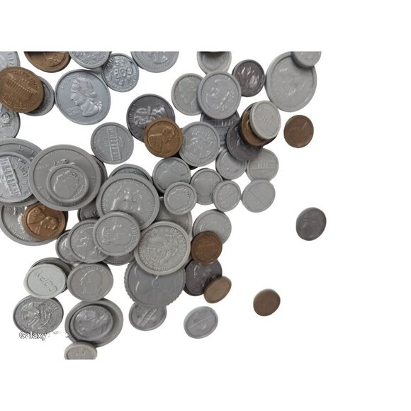 Assorted Play Money Coins Lot - Plastic & Metal Look Alike - Picture 3 of 16